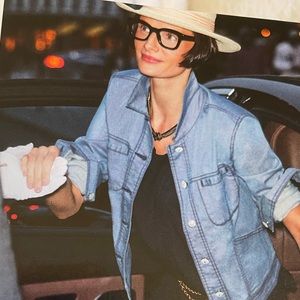 cAbi Locomotive Jacket. Blue Pinstriped in Large